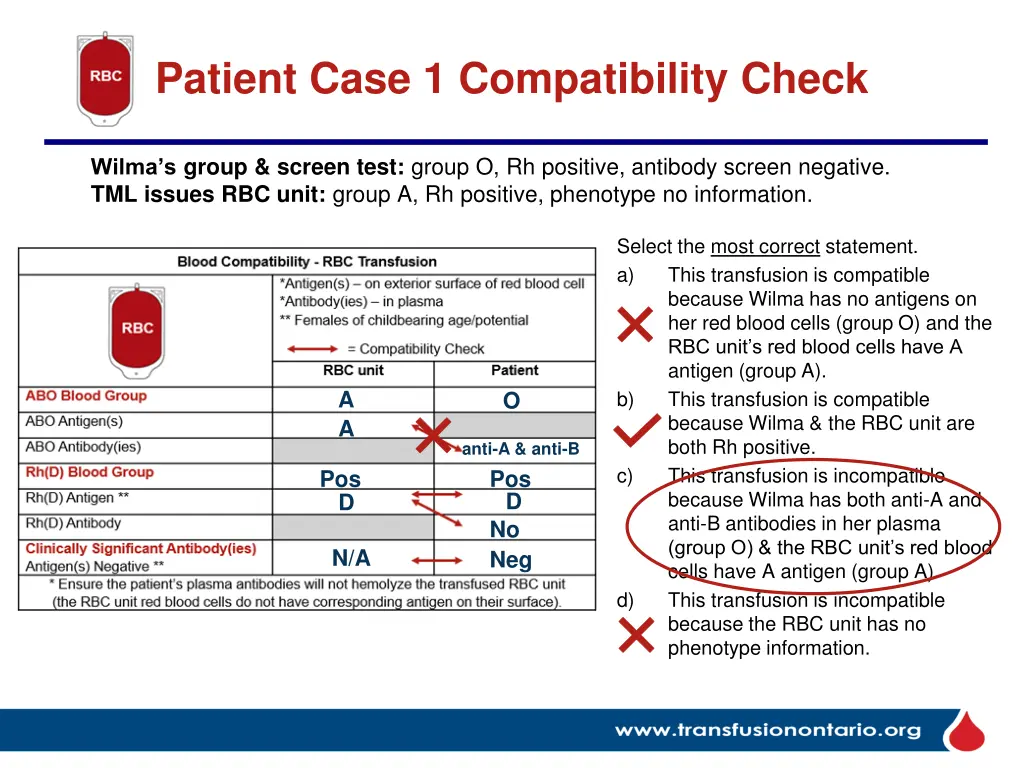 patient case 1 compatibility check