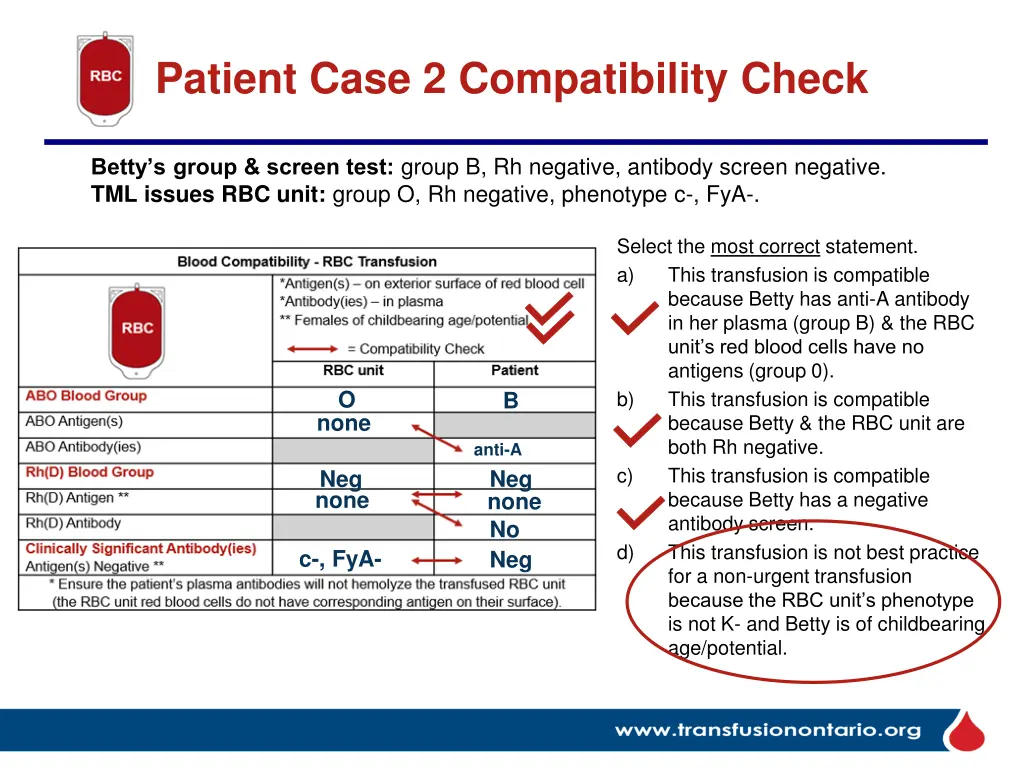 patient case 2 compatibility check