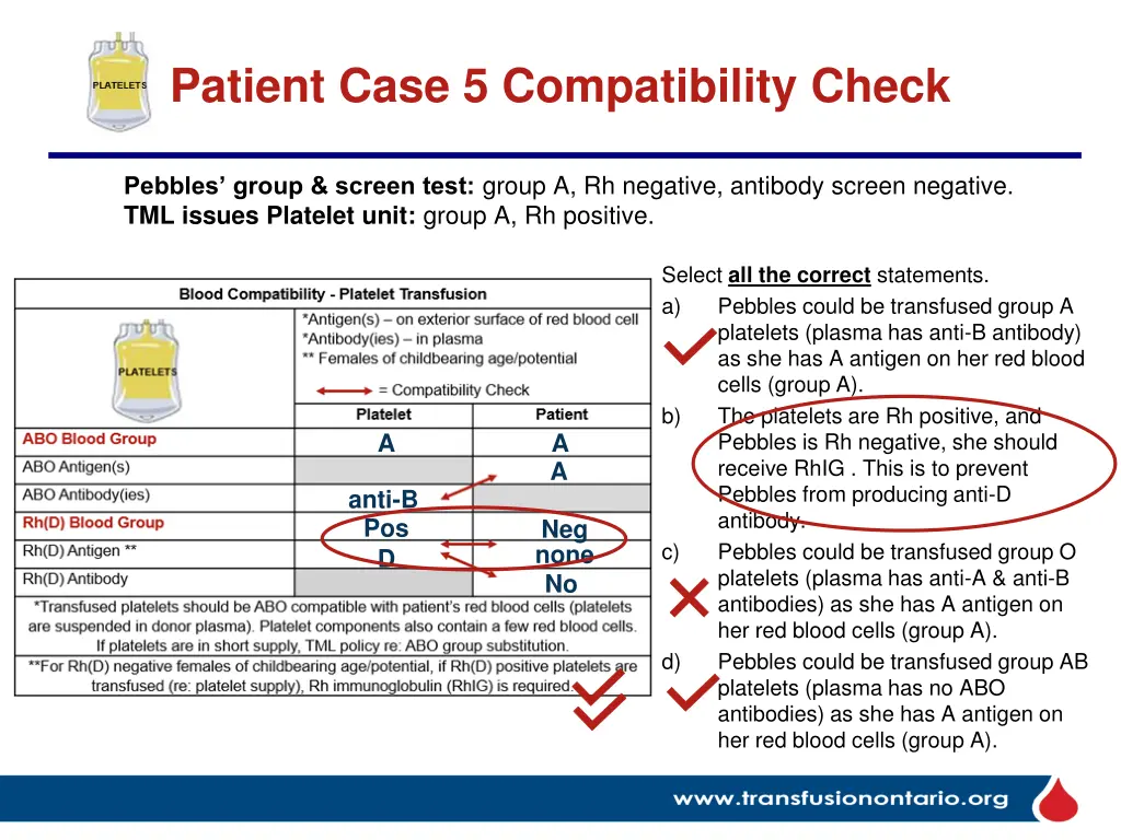 patient case 5 compatibility check