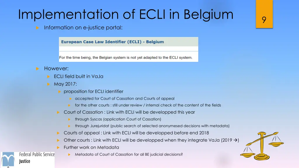 implementation of ecli in belgium