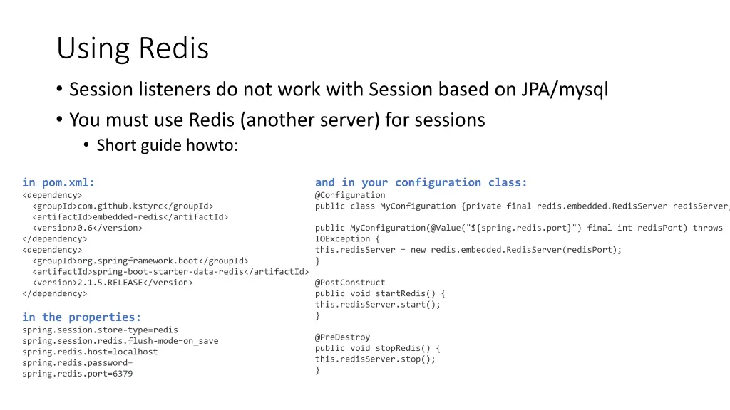 using redis session listeners do not work with