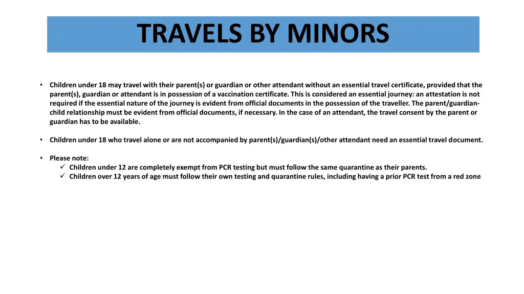 travels by minors