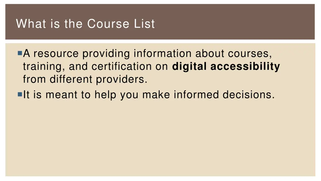 what is the course list