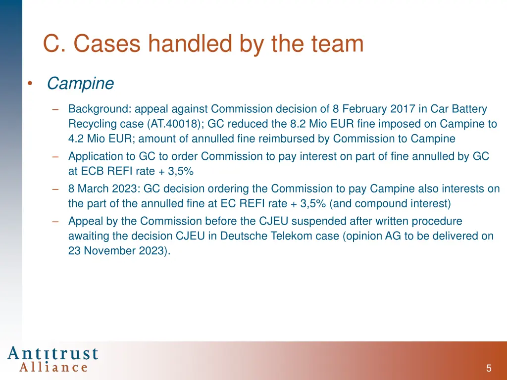 c cases handled by the team