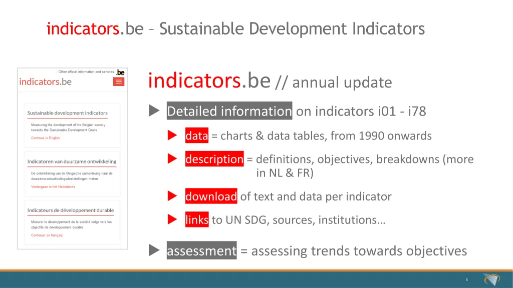 indicators be sustainable development indicators