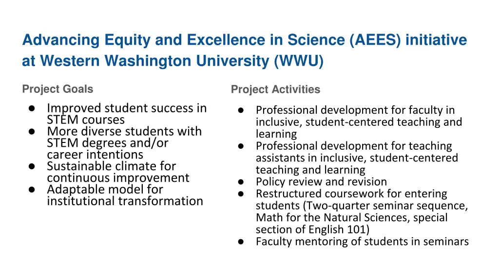 advancing equity and excellence in science aees