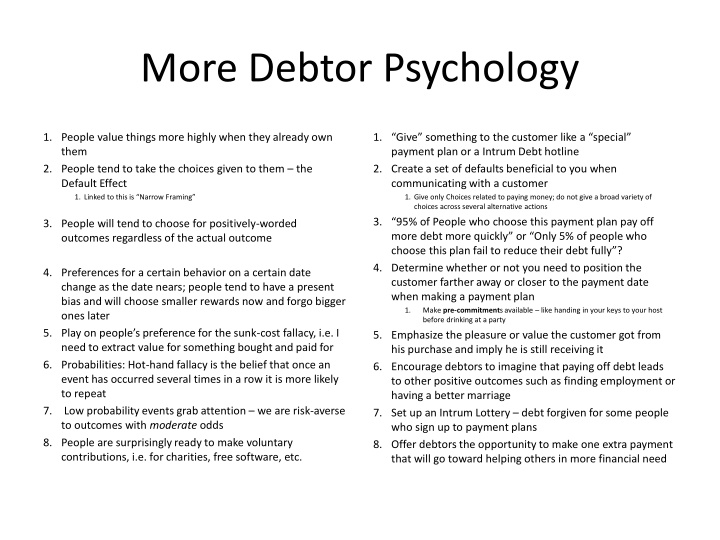 more debtor psychology