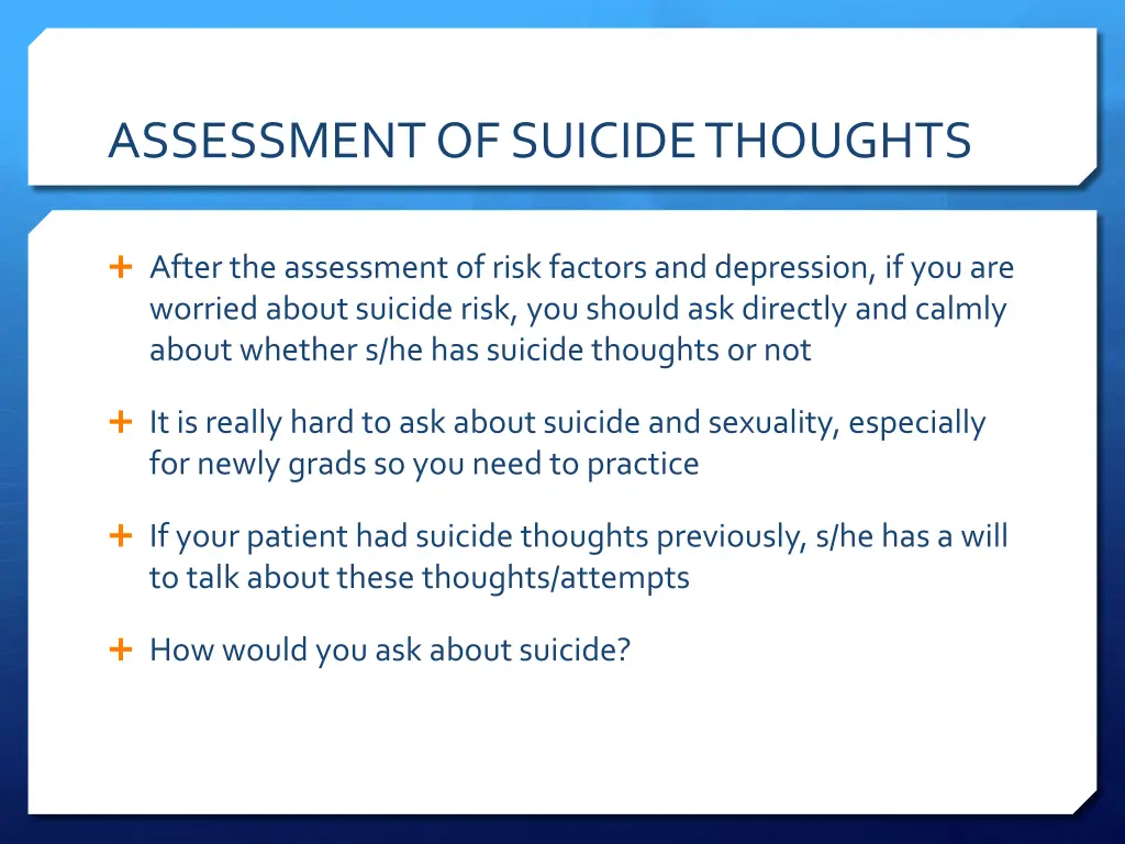 assessment of suicide thoughts