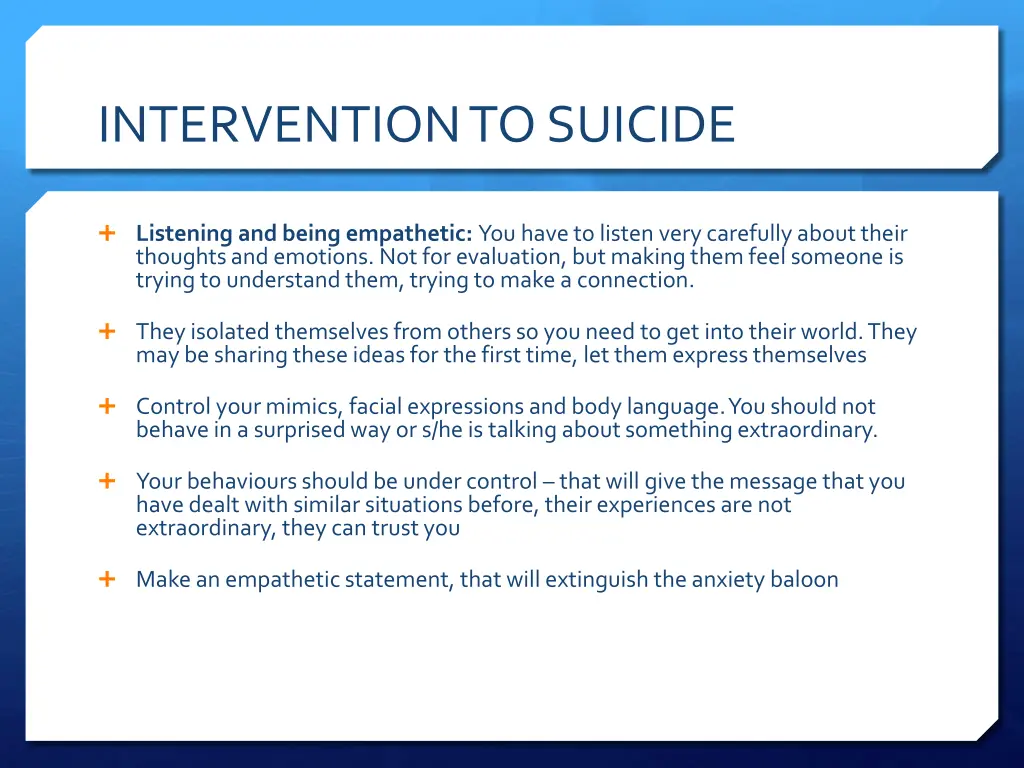 intervention to suicide