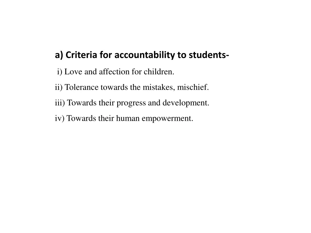 a criteria for accountability to students