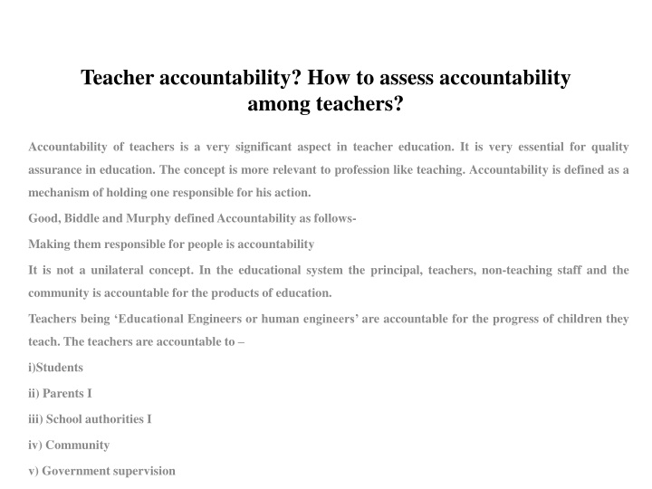 teacher accountability how to assess