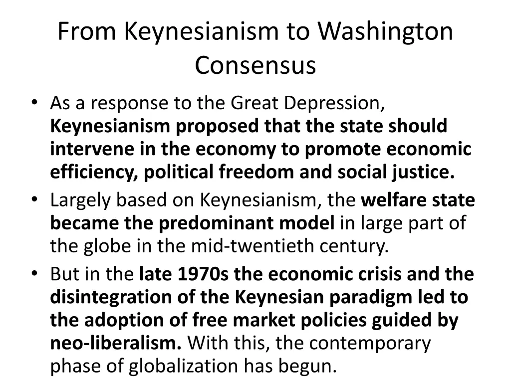 from keynesianism to washington consensus