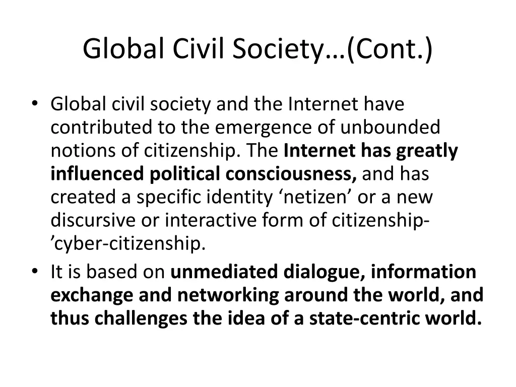 global civil society cont