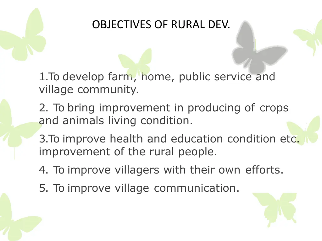 objectives of rural dev