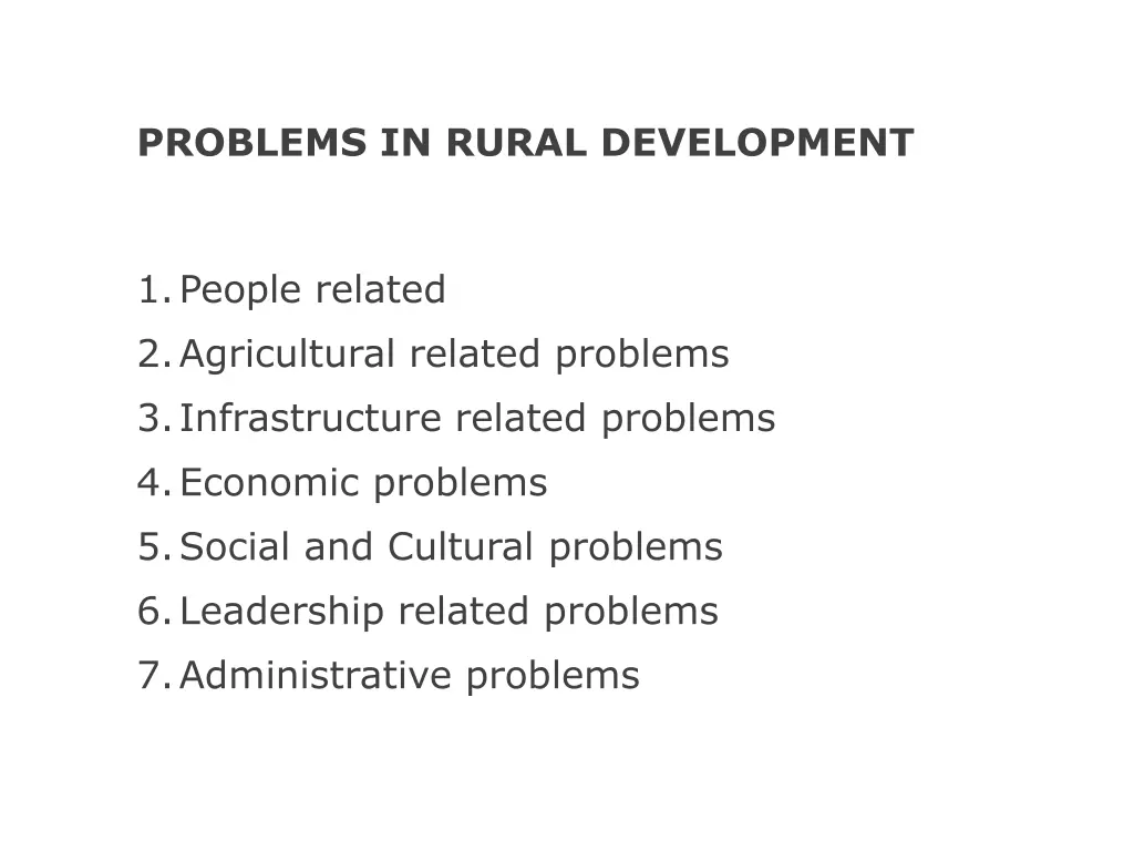 problems in rural development