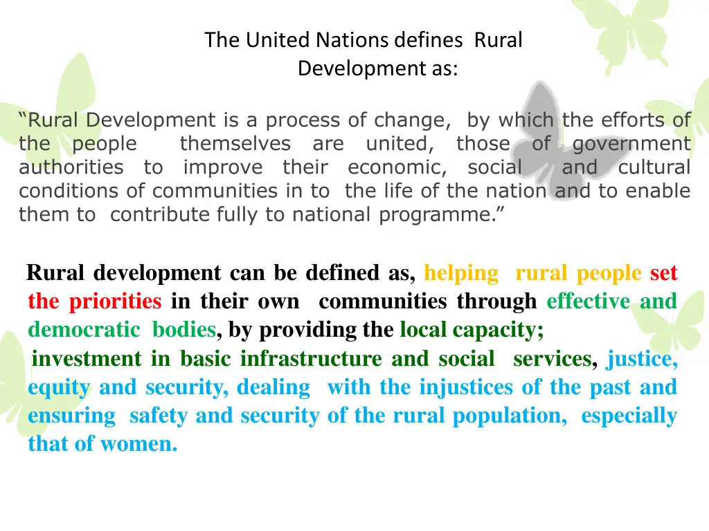 the united nations defines rural development as