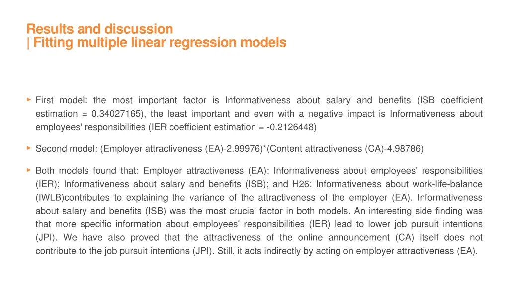 results and discussion fitting multiple linear