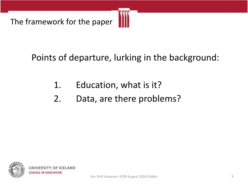 the framework for the paper