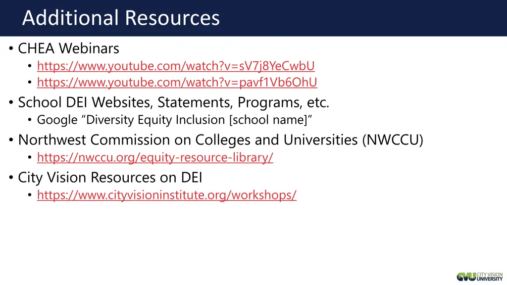 additional resources chea webinars https