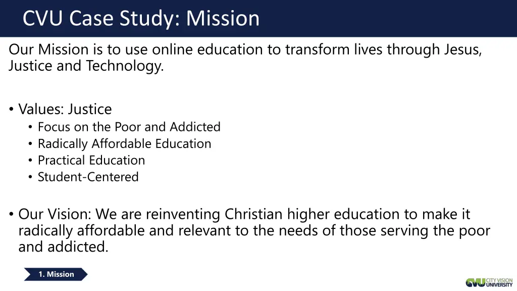 cvu case study mission our mission