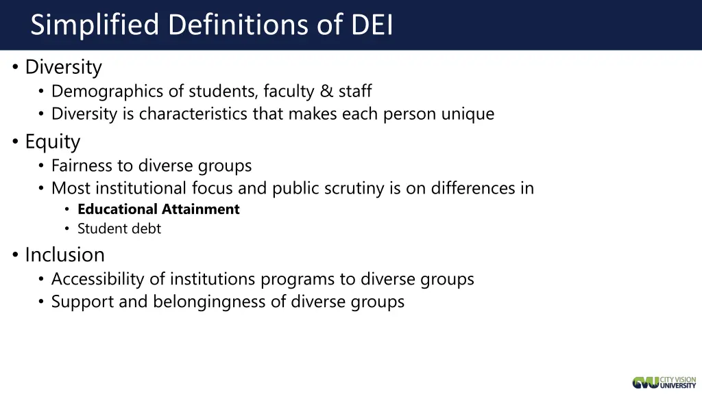 simplified definitions of dei diversity