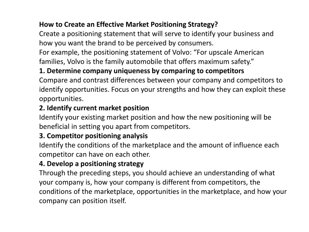 how to create an effective market positioning