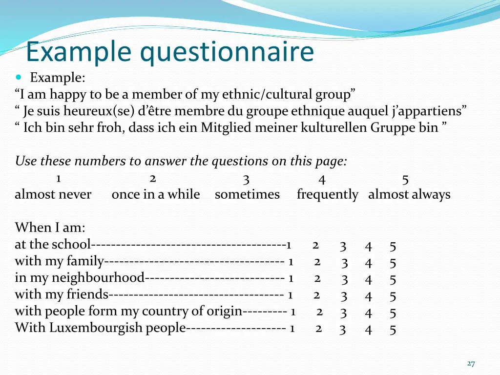 example questionnaire example i am happy