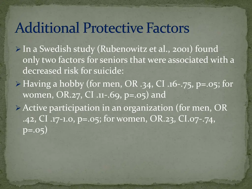 additional protective factors