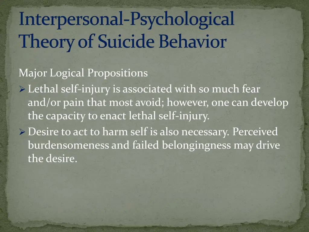 interpersonal psychological theory of suicide