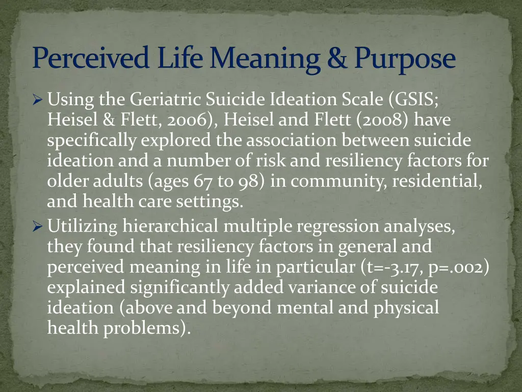 perceived life meaning purpose