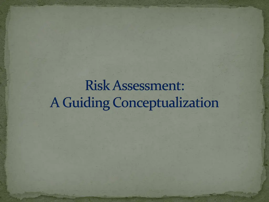 risk assessment a guiding conceptualization