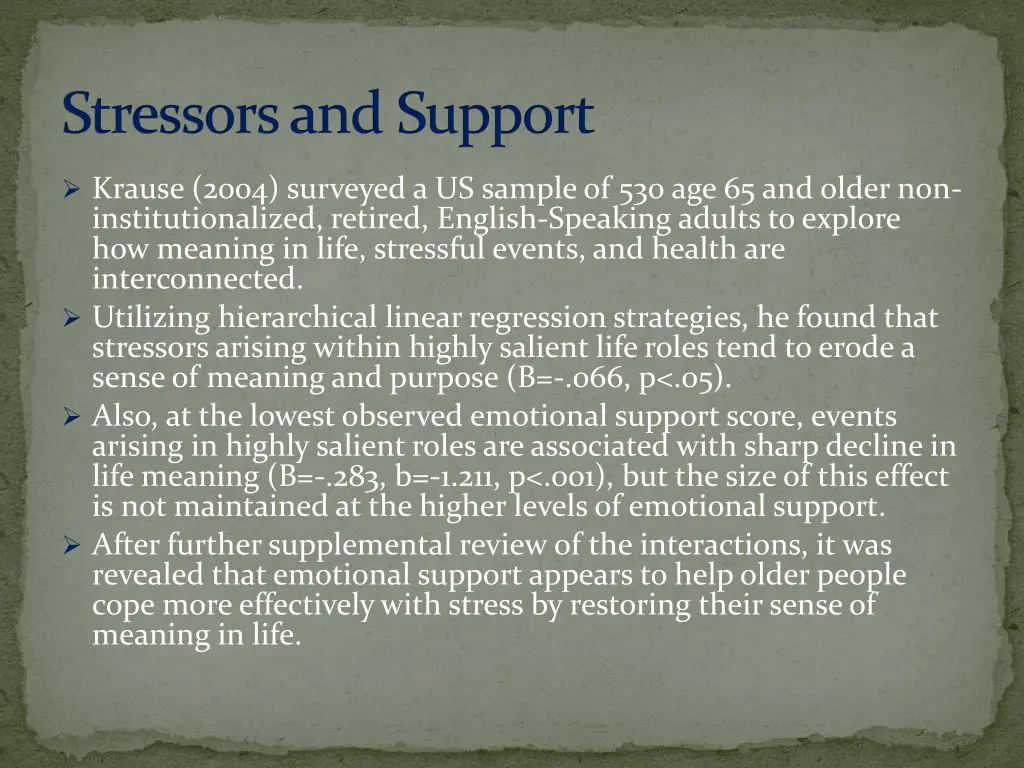 stressors and support