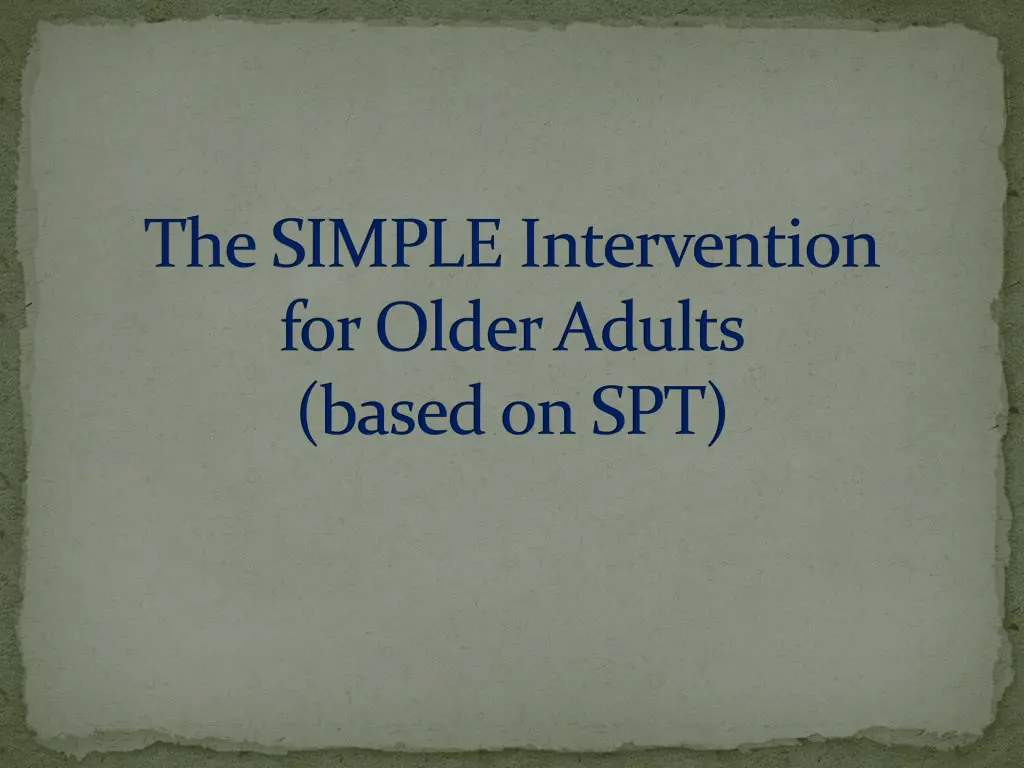 the simple intervention for older adults based