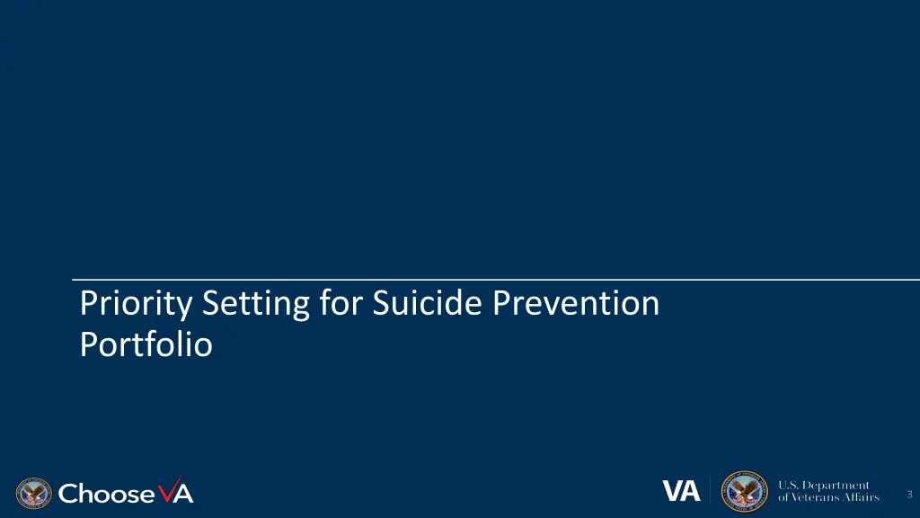 priority setting for suicide prevention portfolio