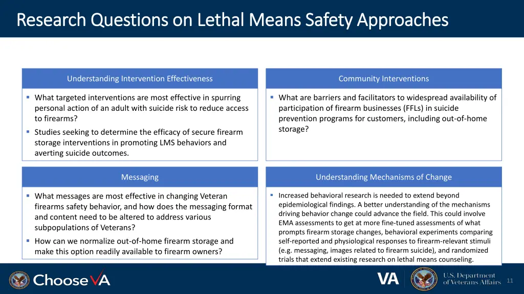 research questions on lethal means safety