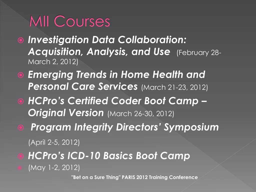 mii courses investigation data collaboration