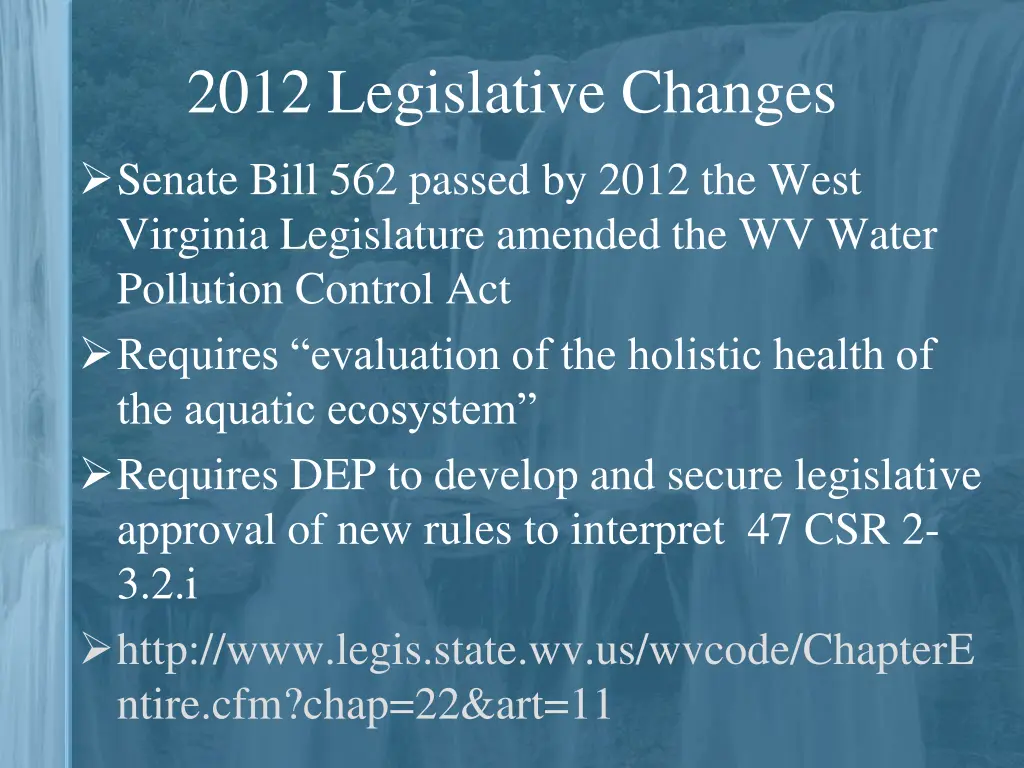 2012 legislative changes