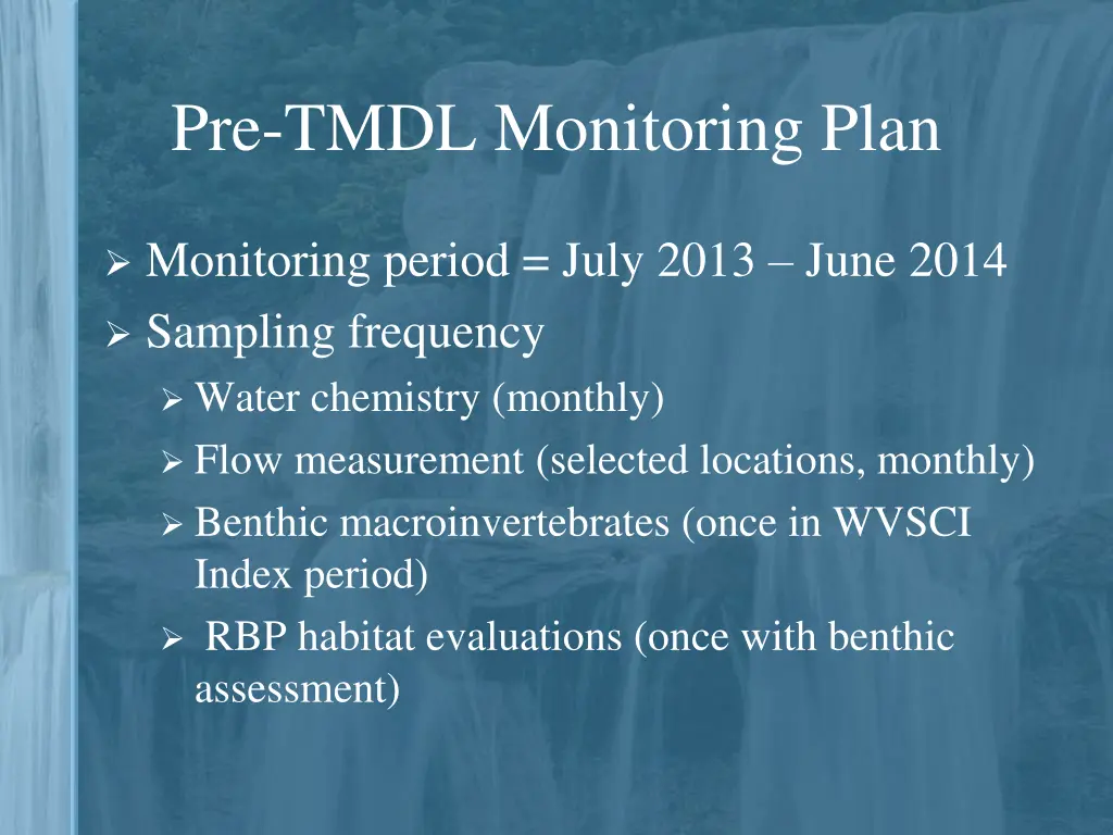 pre tmdl monitoring plan 1