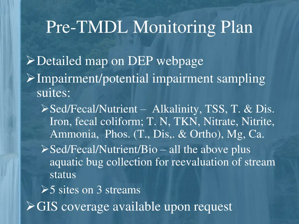 pre tmdl monitoring plan 2