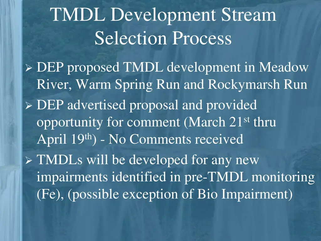 tmdl development stream selection process 1