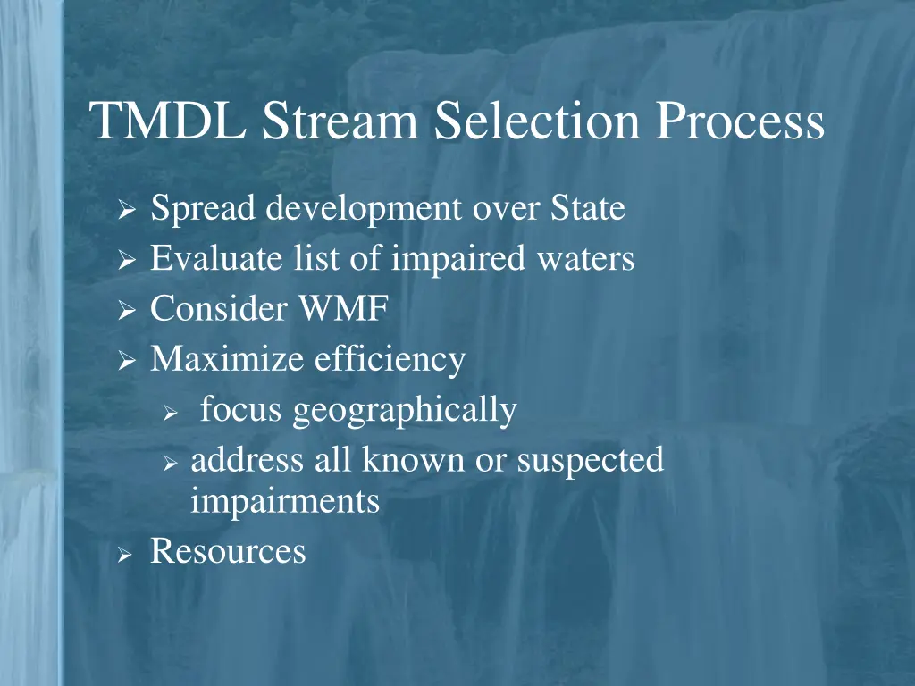 tmdl stream selection process