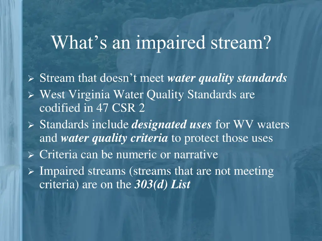 what s an impaired stream