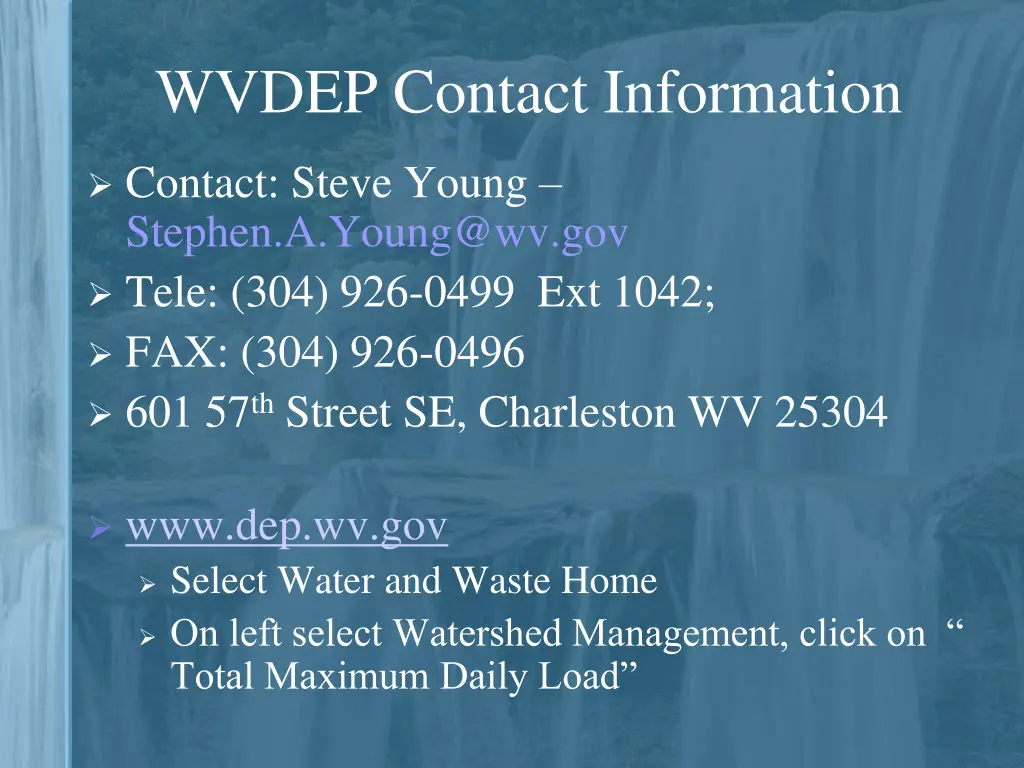 wvdep contact information