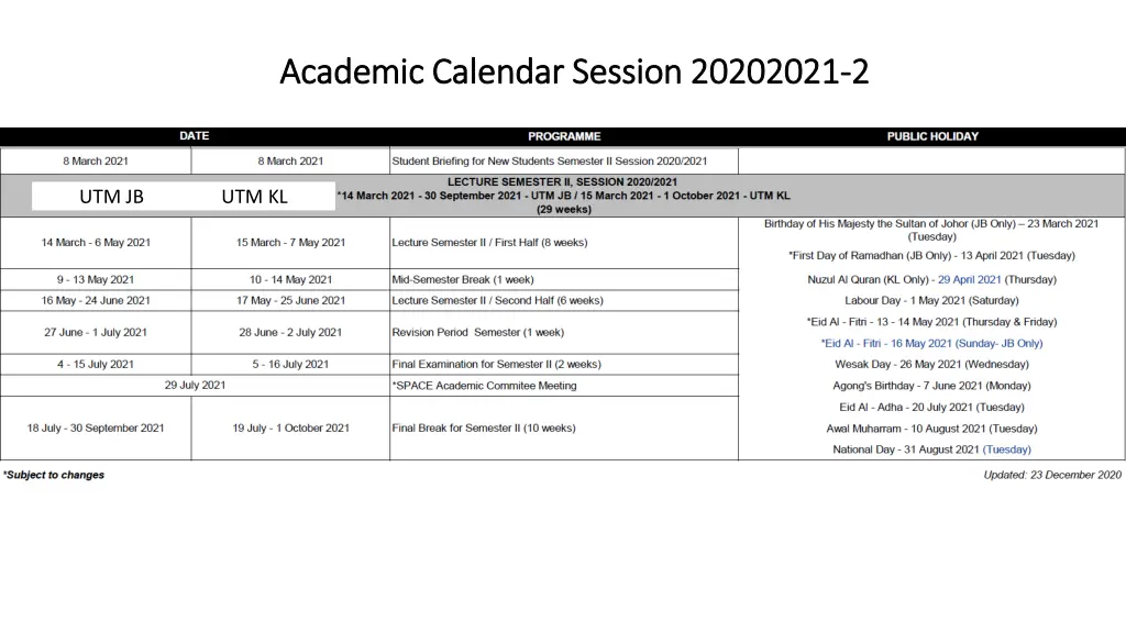 academic calendar session 20202021 academic