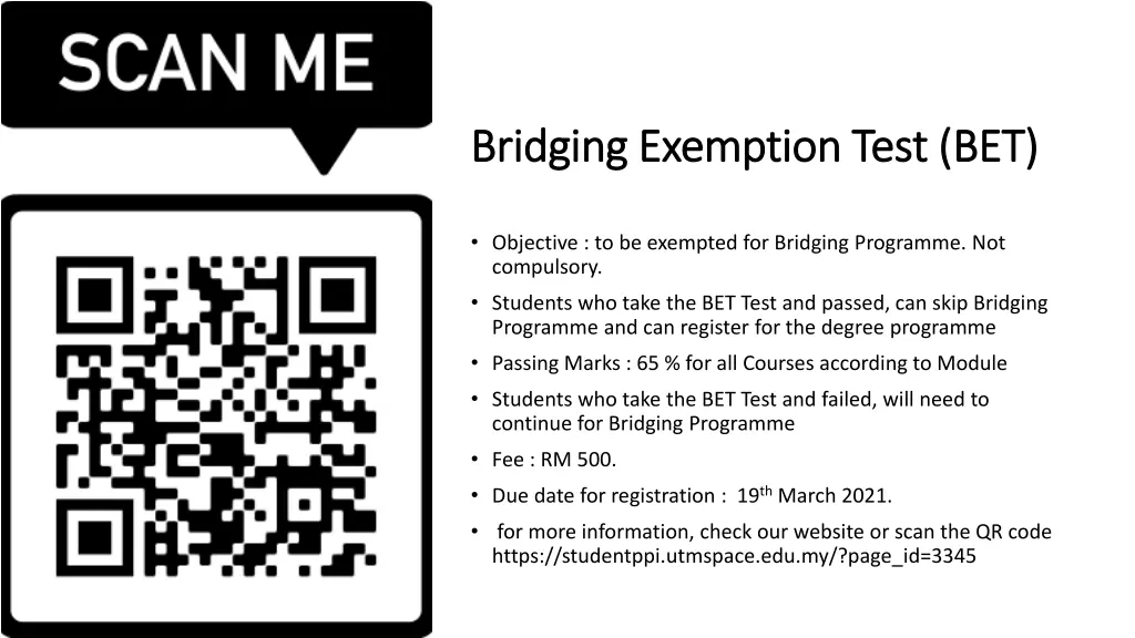 bridging exemption test bet bridging exemption