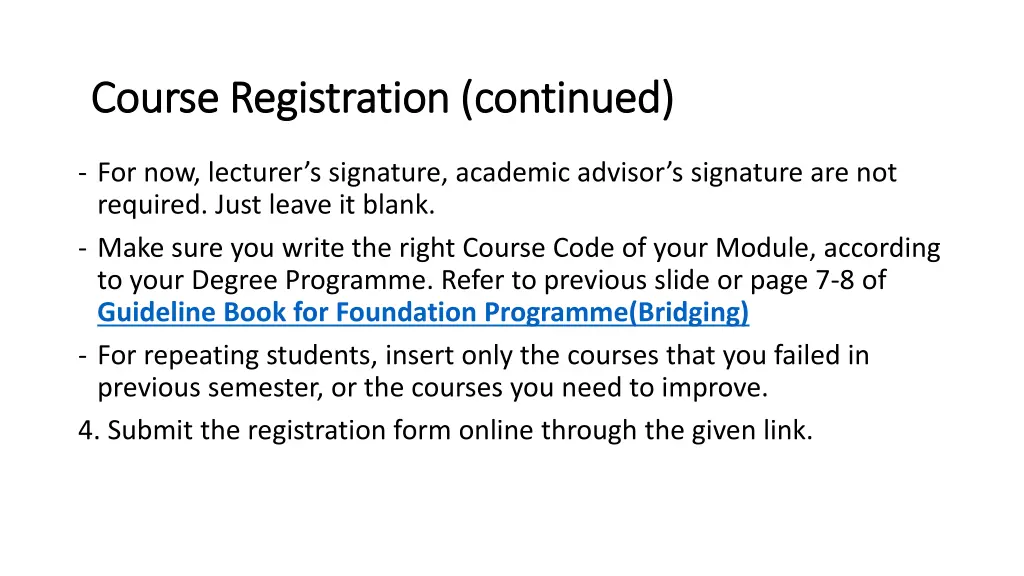 course registration continued course registration