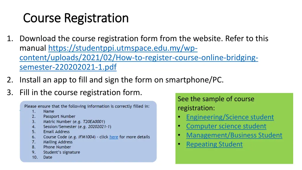 course registration course registration