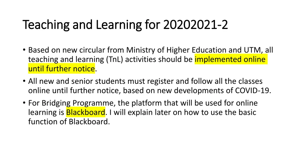 teaching and learning for 20202021 teaching