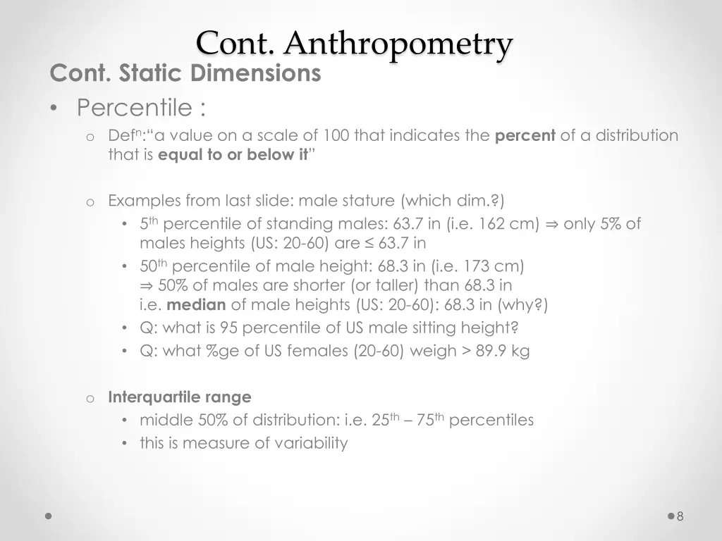 cont anthropometry cont static dimensions