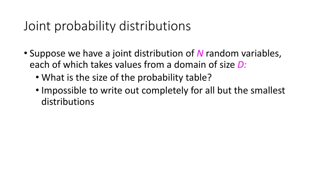 joint probability distributions 1